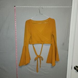 Yellow Cropped Feux Wrap Around
